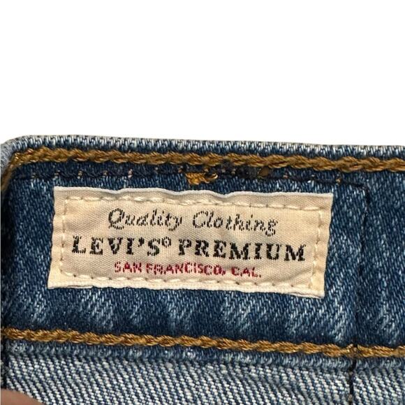 Levi’s Womens Size 27 Premium Denim Distressed Ribcage Straight Ankle Jeans - Picture 5 of 10